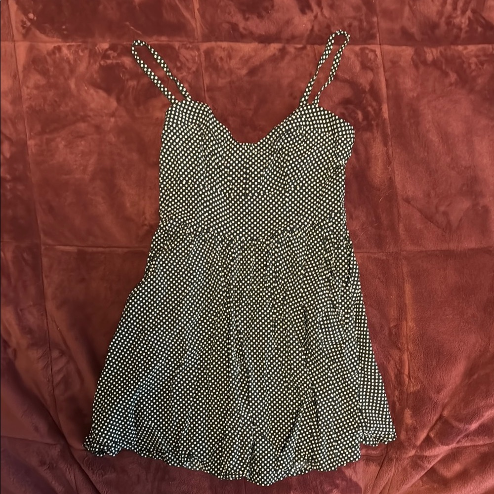 Express Black and White Spaghetti Strap Mini Sundress